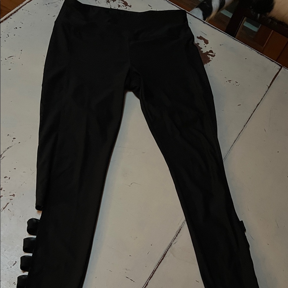 Black Leggings with sheer and notching